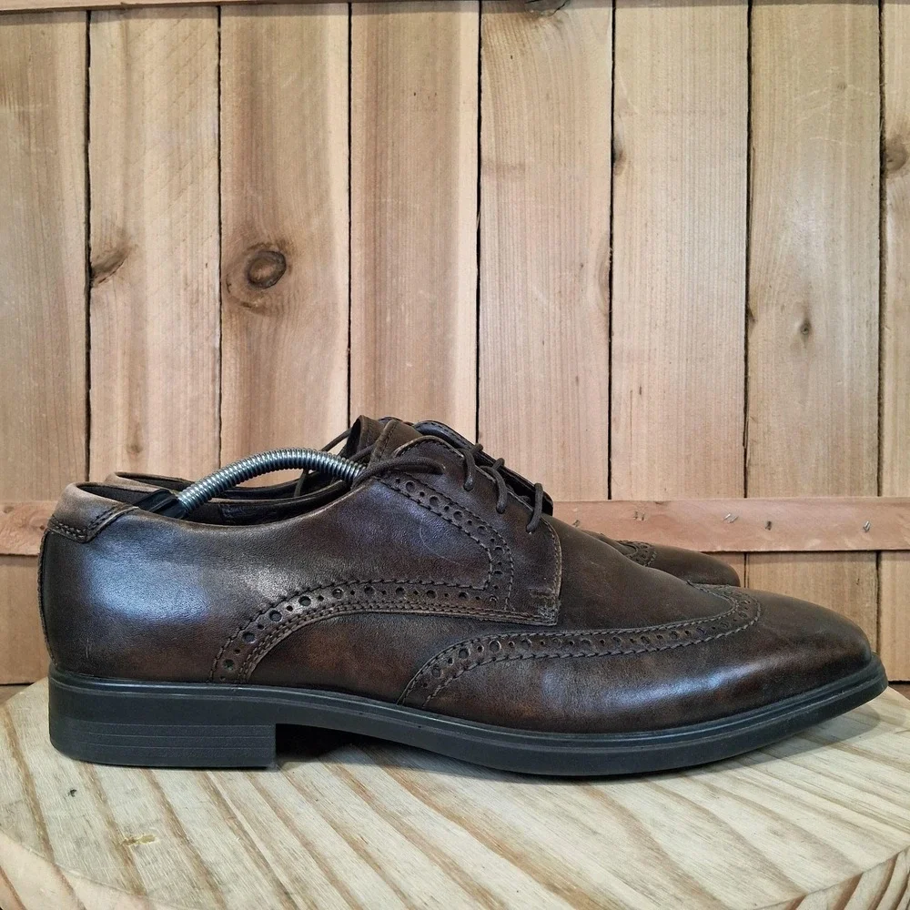 ECCO Melbourne Wingtip‎ Oxford Shoes Mens 11 45 EU Brown Leather Brogue Derby